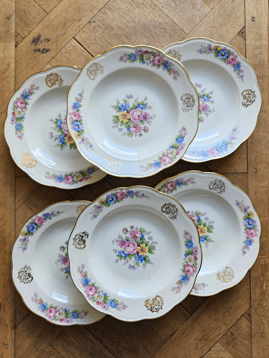 Assiettes creuses anciennes porcelaine S.F.P Foëcy