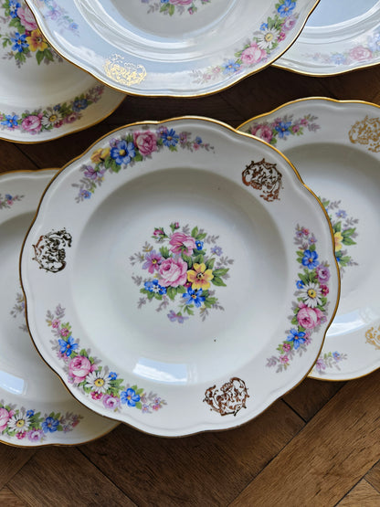 Assiettes creuses anciennes porcelaine S.F.P Foëcy
