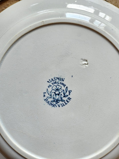 Assiettes plates Badonviller, Jasmin
