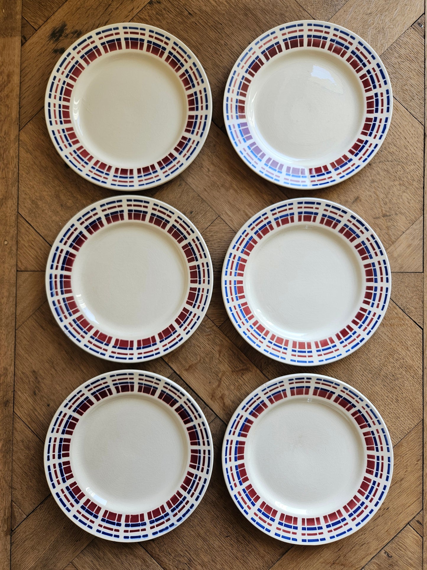 Assiettes à dessert vintage Badonviller, Ecossais