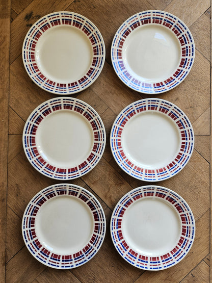 Assiettes à dessert vintage Badonviller, Ecossais