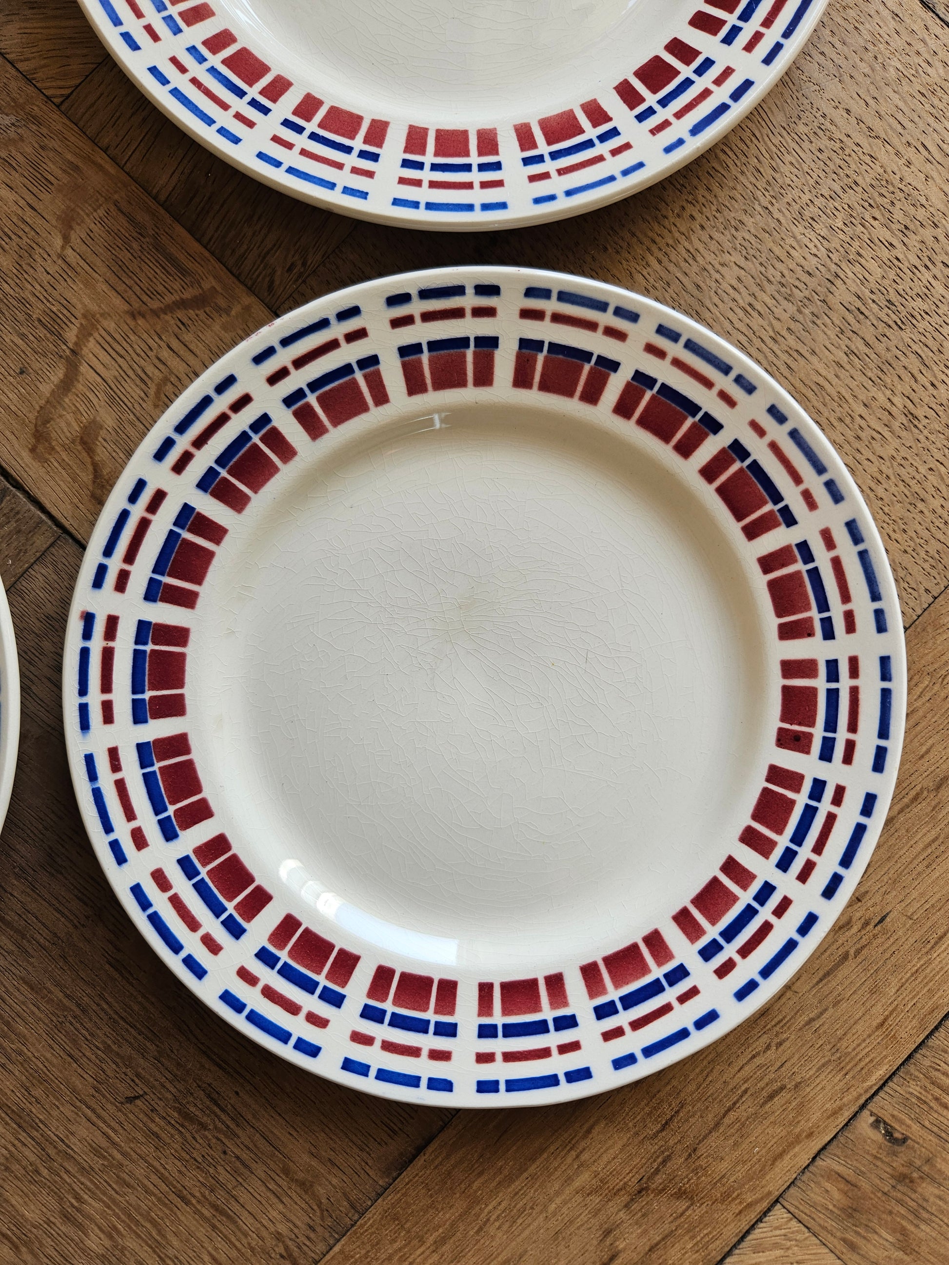 Assiettes à dessert vintage Badonviller, Ecossais