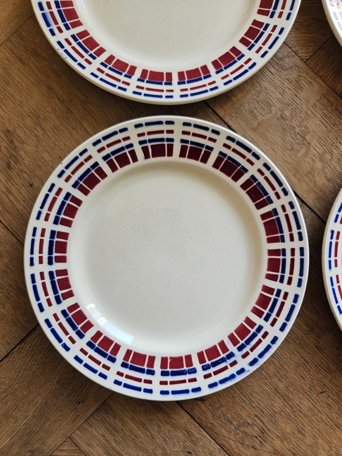 Assiettes à dessert vintage Badonviller, Ecossais