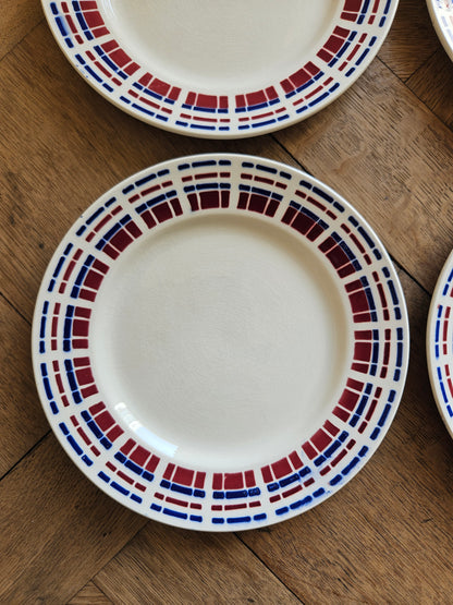 Assiettes à dessert vintage Badonviller, Ecossais