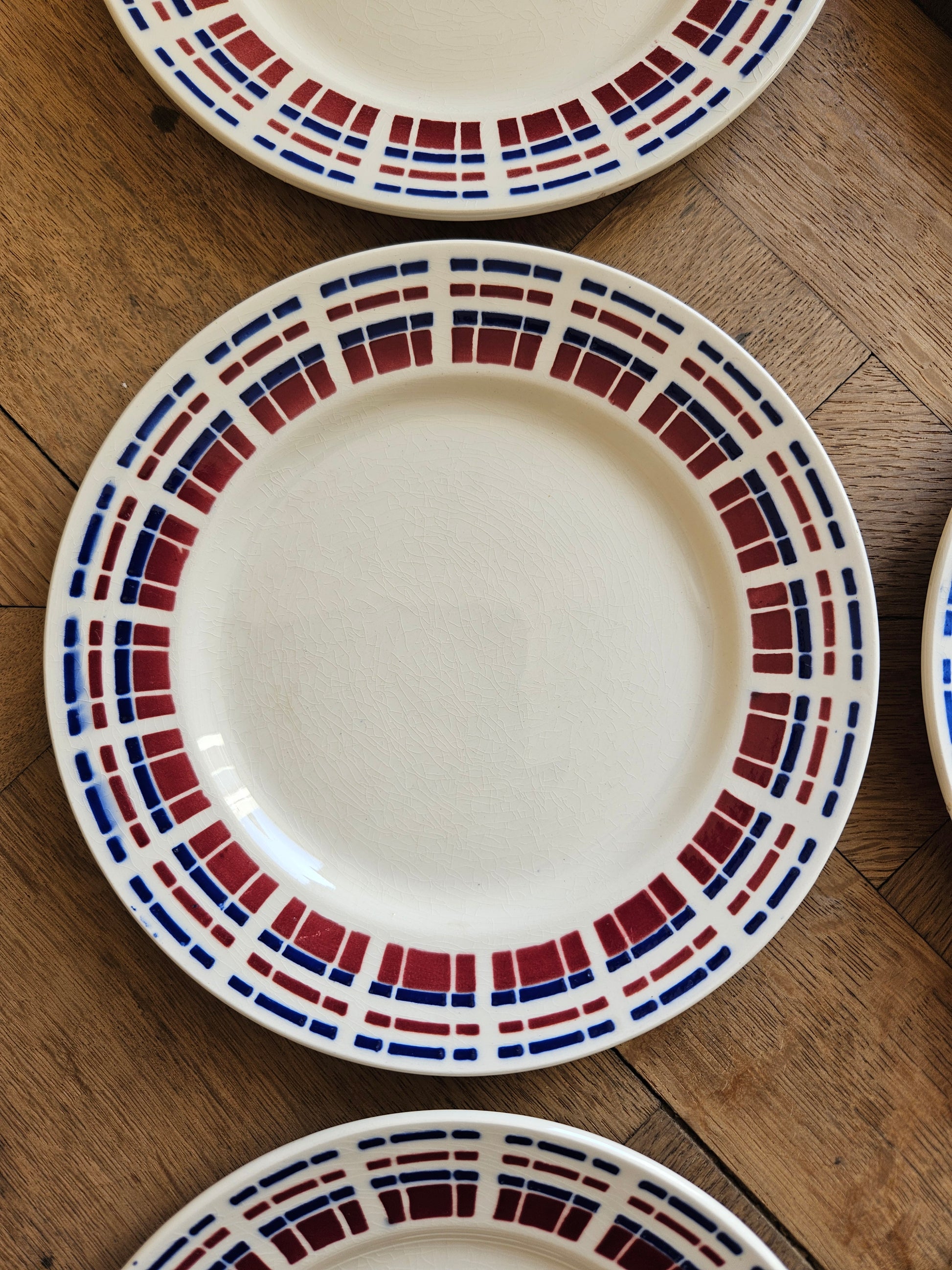 Assiettes à dessert vintage Badonviller, Ecossais