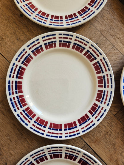Assiettes à dessert vintage Badonviller, Ecossais
