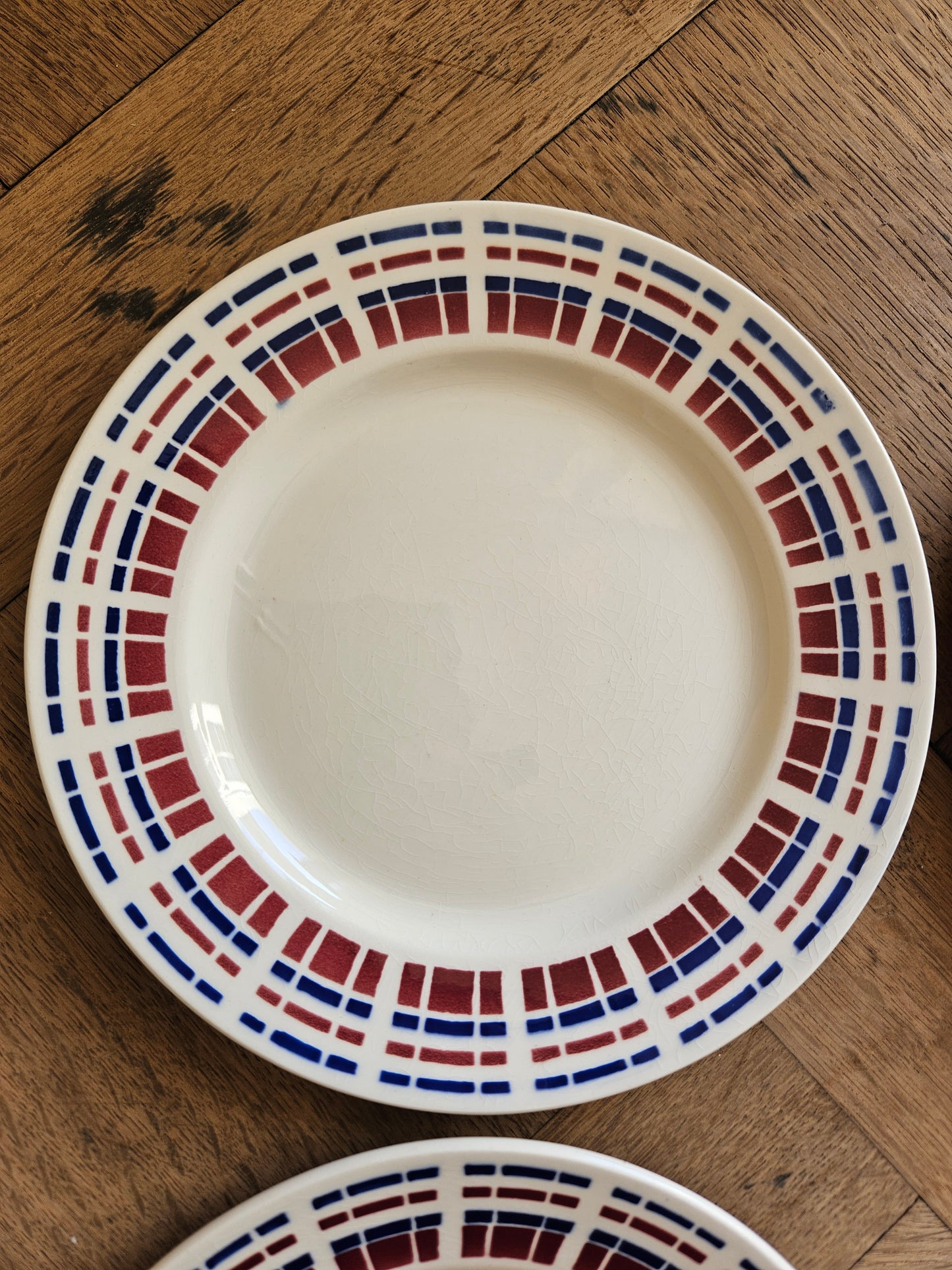 Assiettes à dessert vintage Badonviller, Ecossais