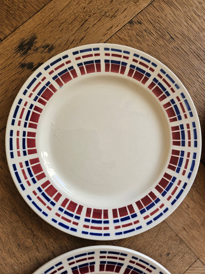 Assiettes à dessert vintage Badonviller, Ecossais