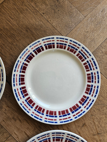 Assiettes à dessert vintage Badonviller, Ecossais