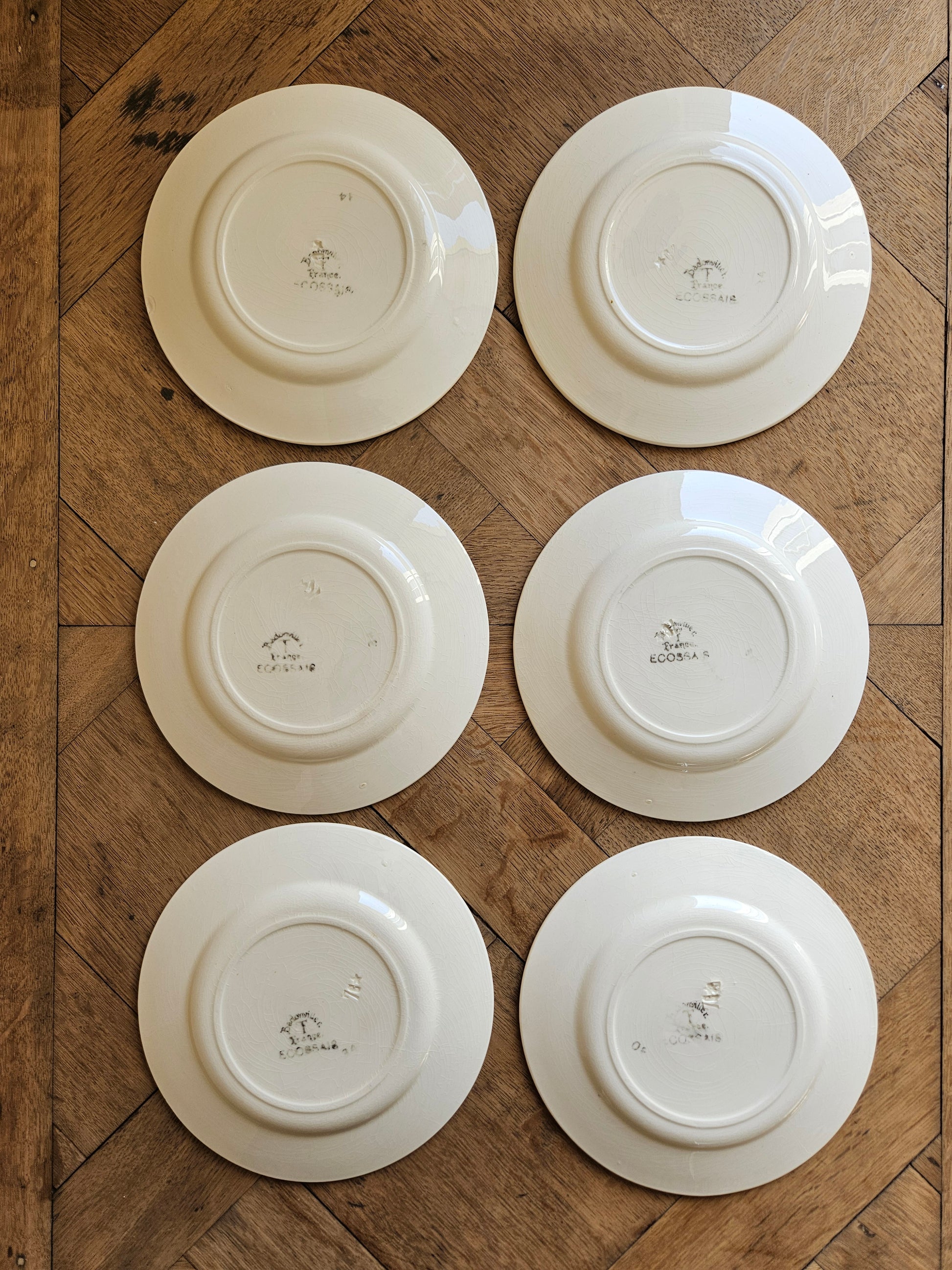 Assiettes à dessert vintage Badonviller, Ecossais