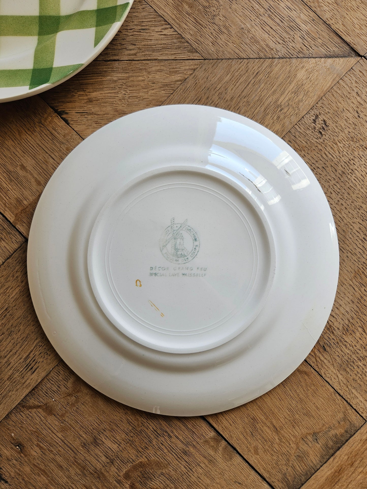 Assiettes à dessert vintage Moulin des Loups vertes