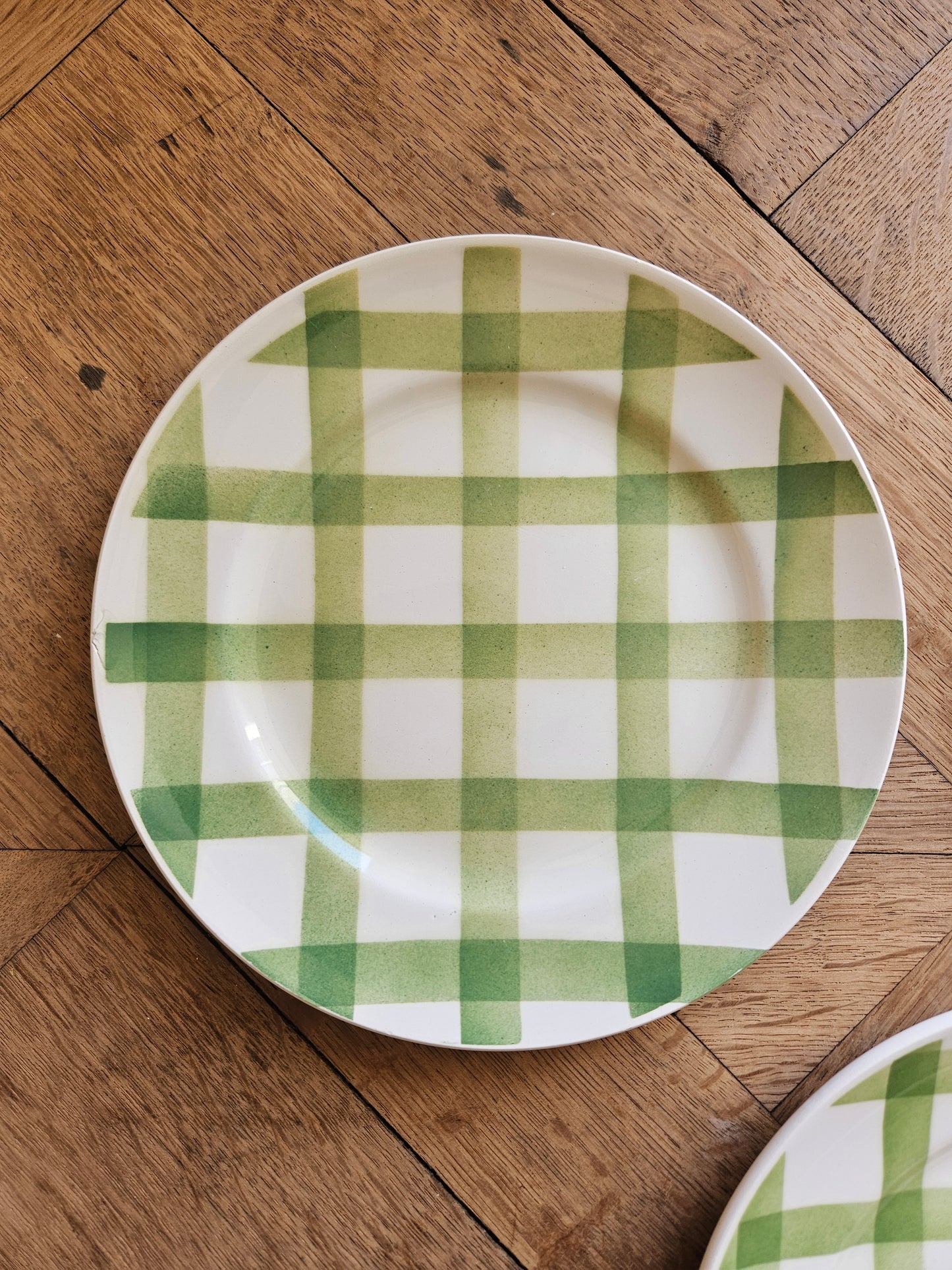 Assiettes à dessert vintage Moulin des Loups vertes