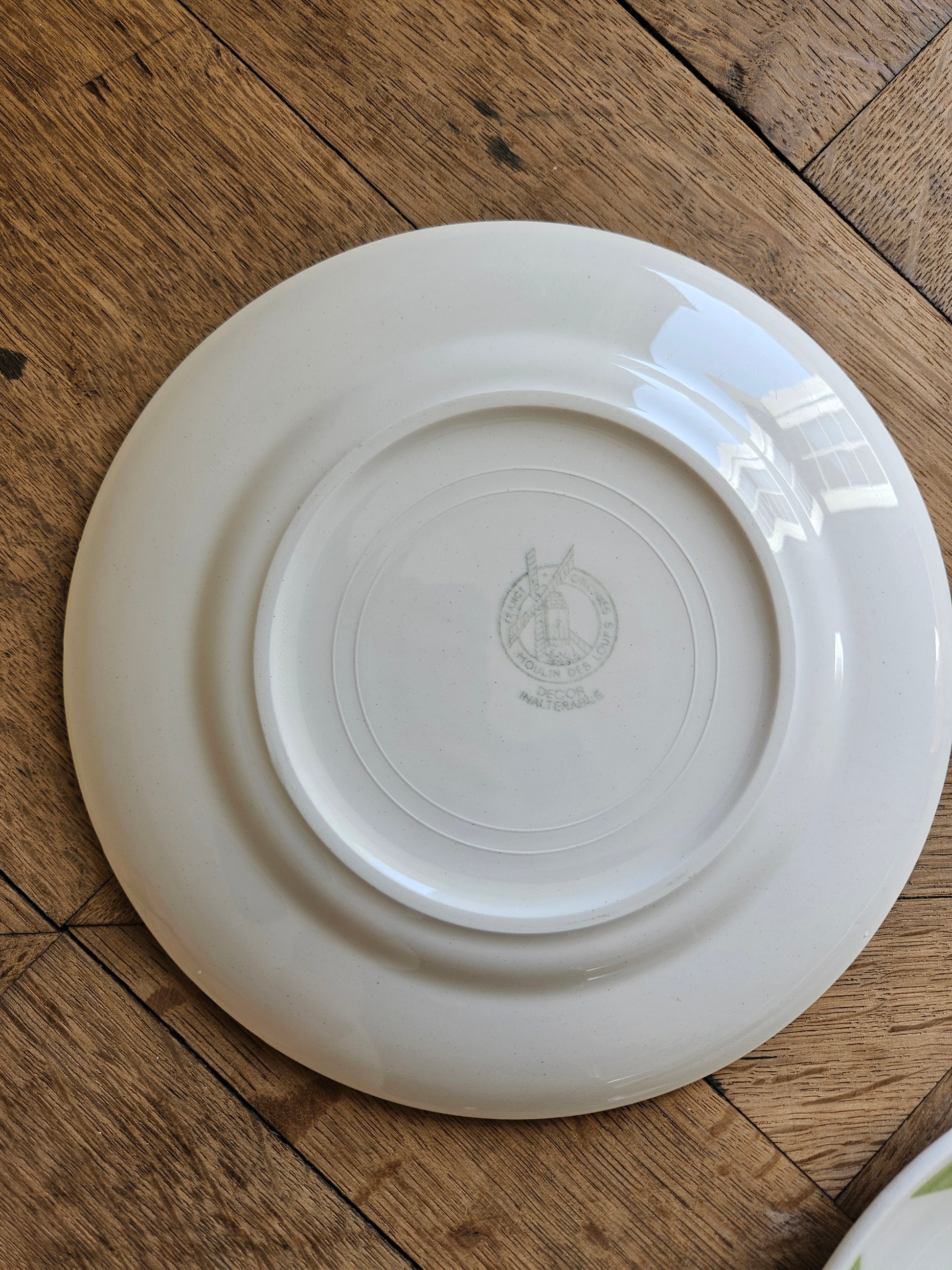 Assiettes à dessert vintage Moulin des Loups vertes