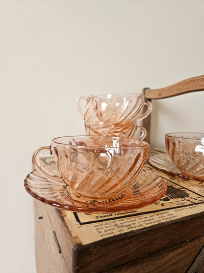Tasses vintage Arcoroc, Rosaline