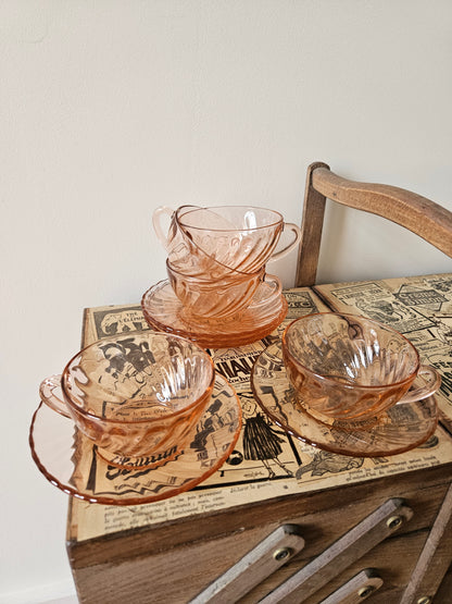 Tasses vintage Arcoroc, Rosaline