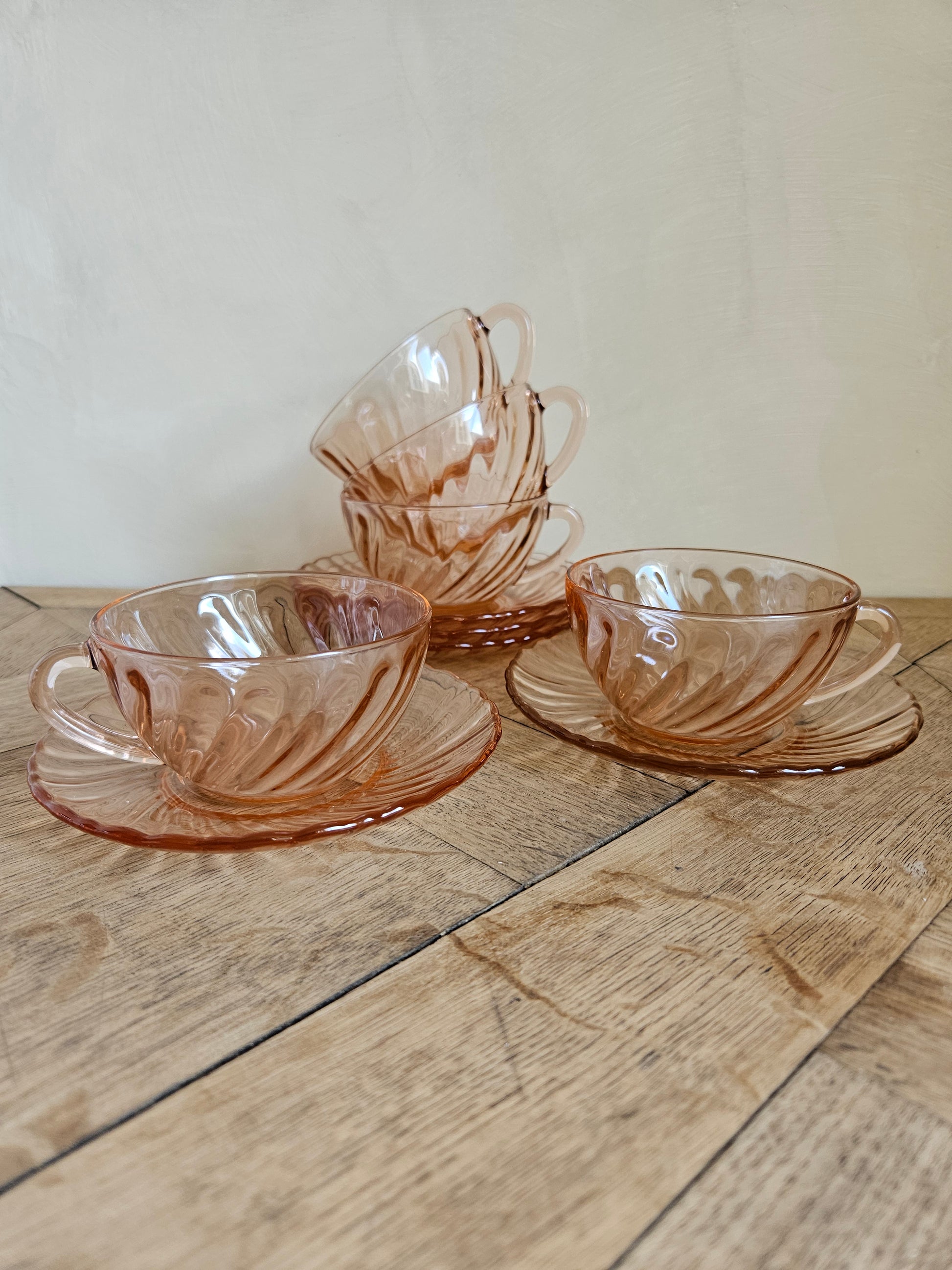 Tasses vintage Arcoroc, Rosaline