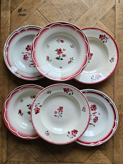Assiettes creuses vintage dépareillées Digoin et Badonviller