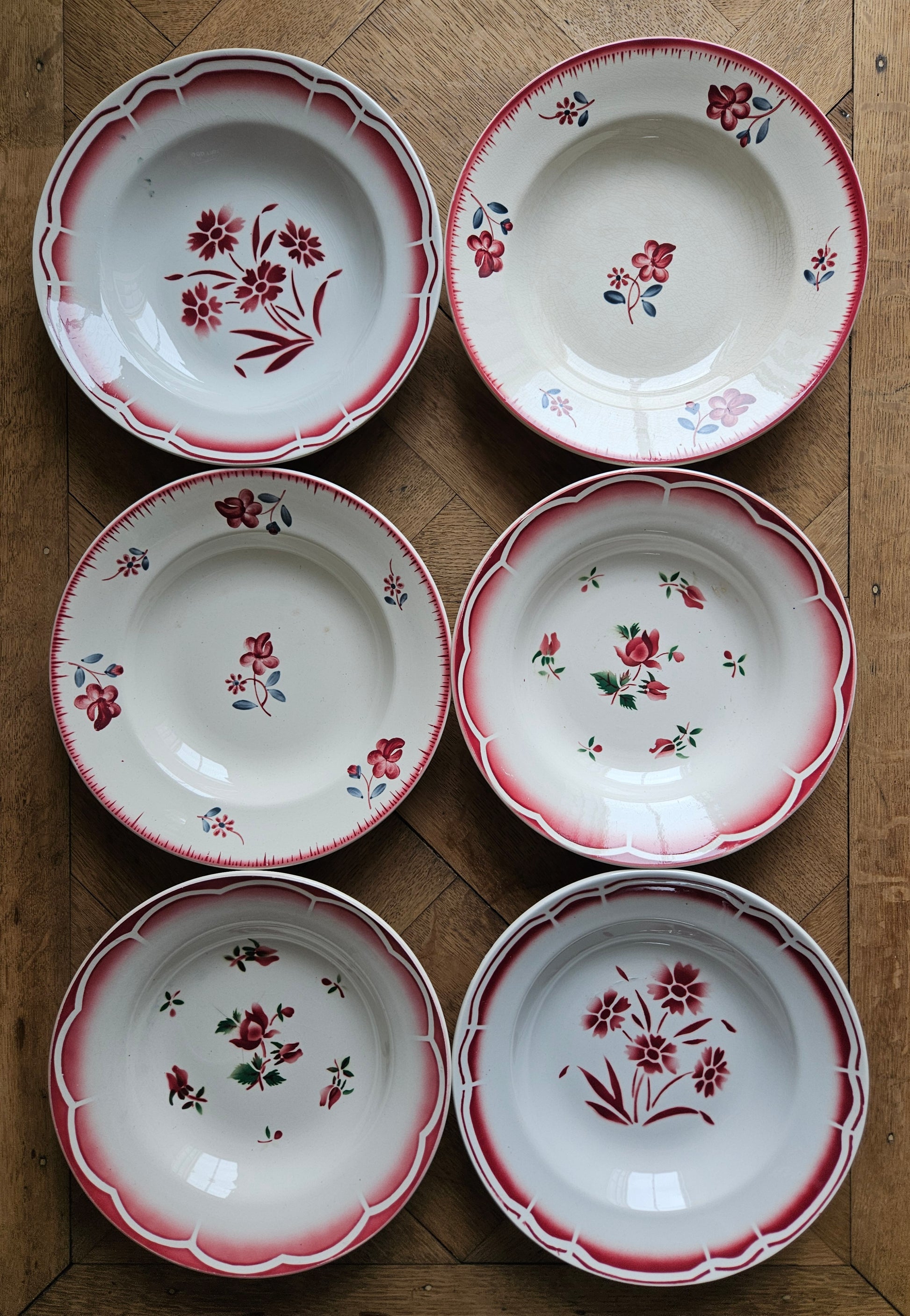 Assiettes creuses vintage dépareillées Digoin et Badonviller