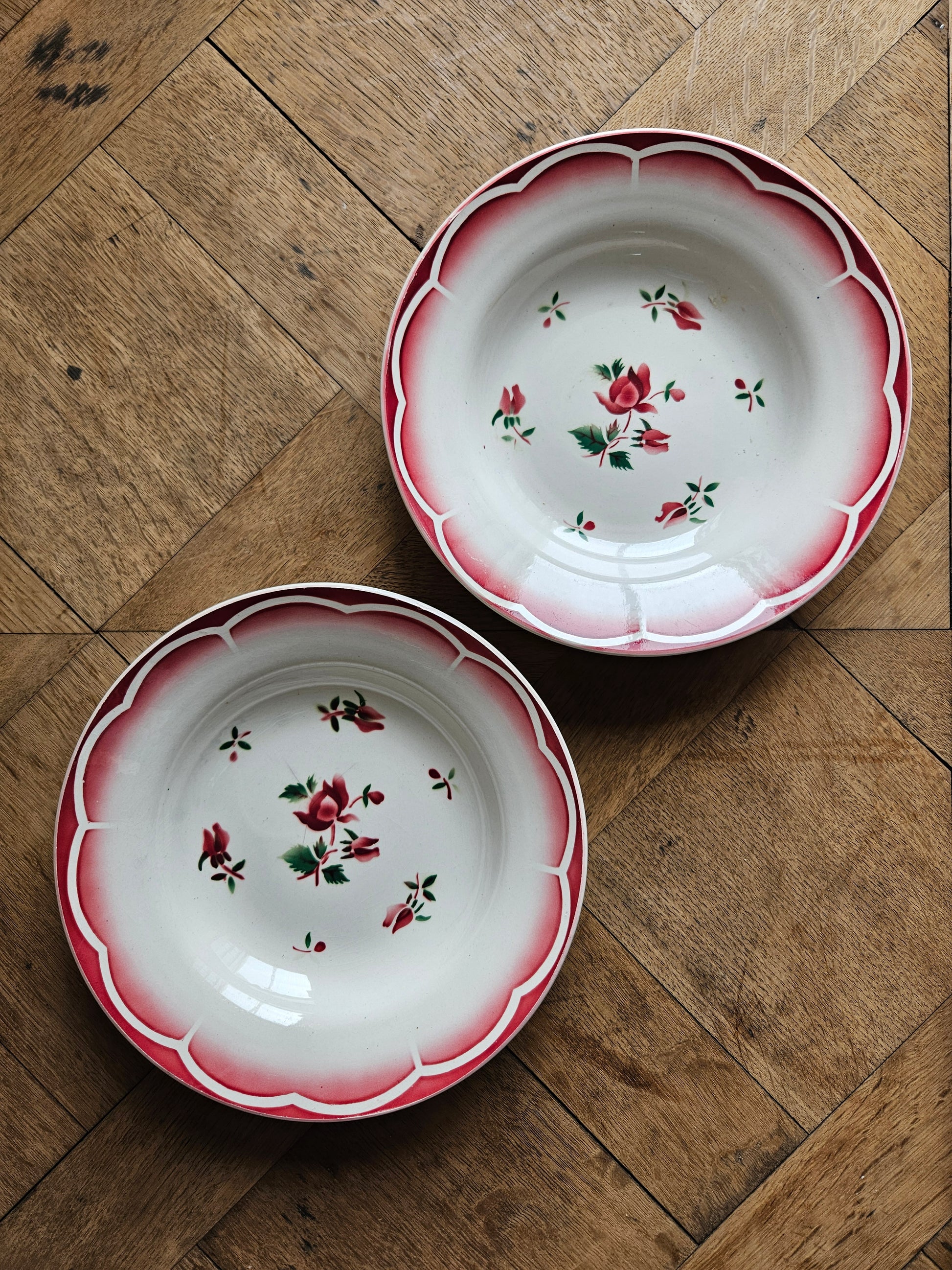 Assiettes creuses vintage dépareillées Digoin et Badonviller