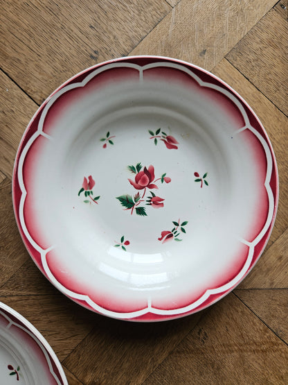 Assiettes creuses vintage dépareillées Digoin et Badonviller