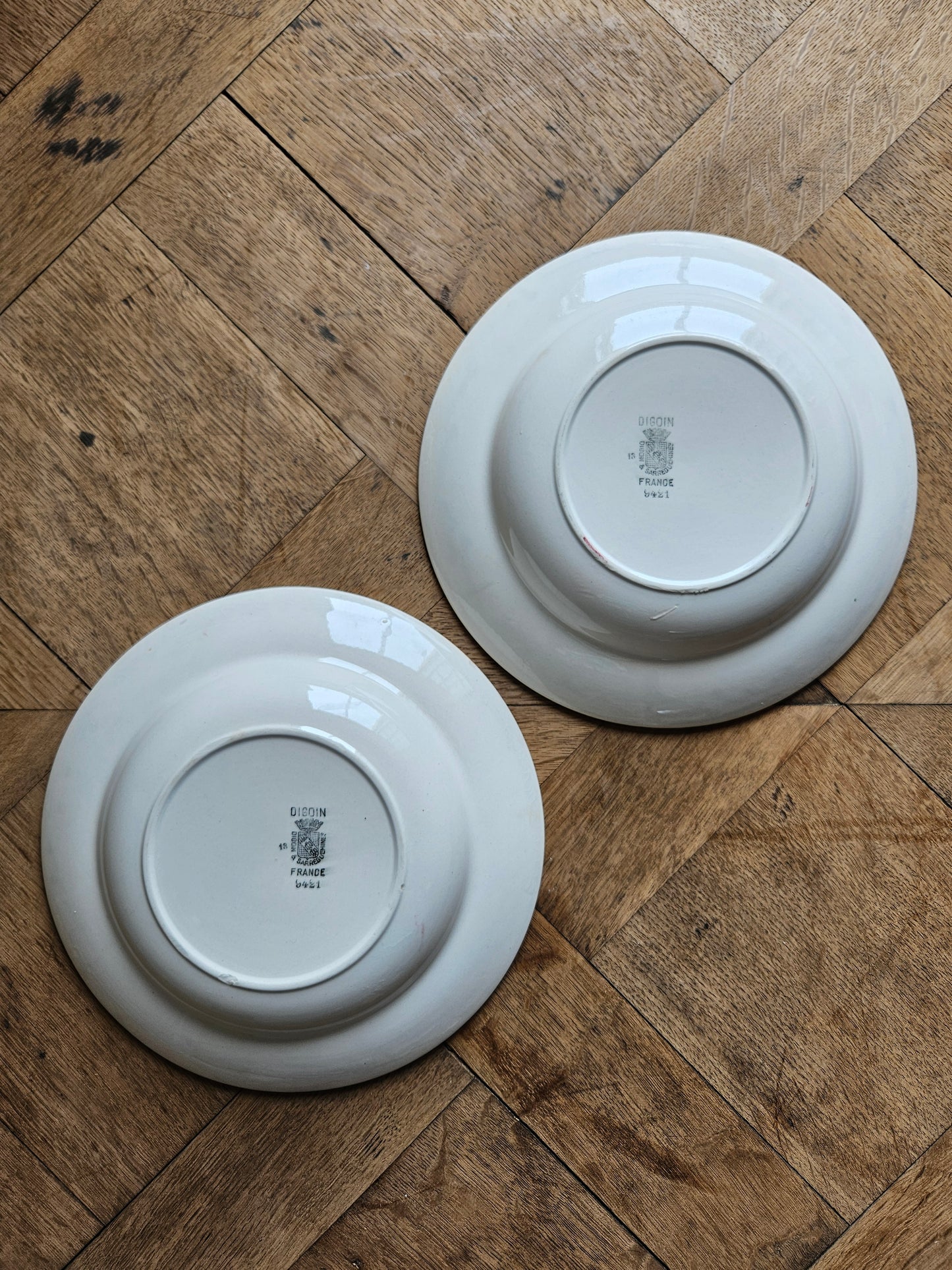 Assiettes creuses vintage dépareillées Digoin et Badonviller