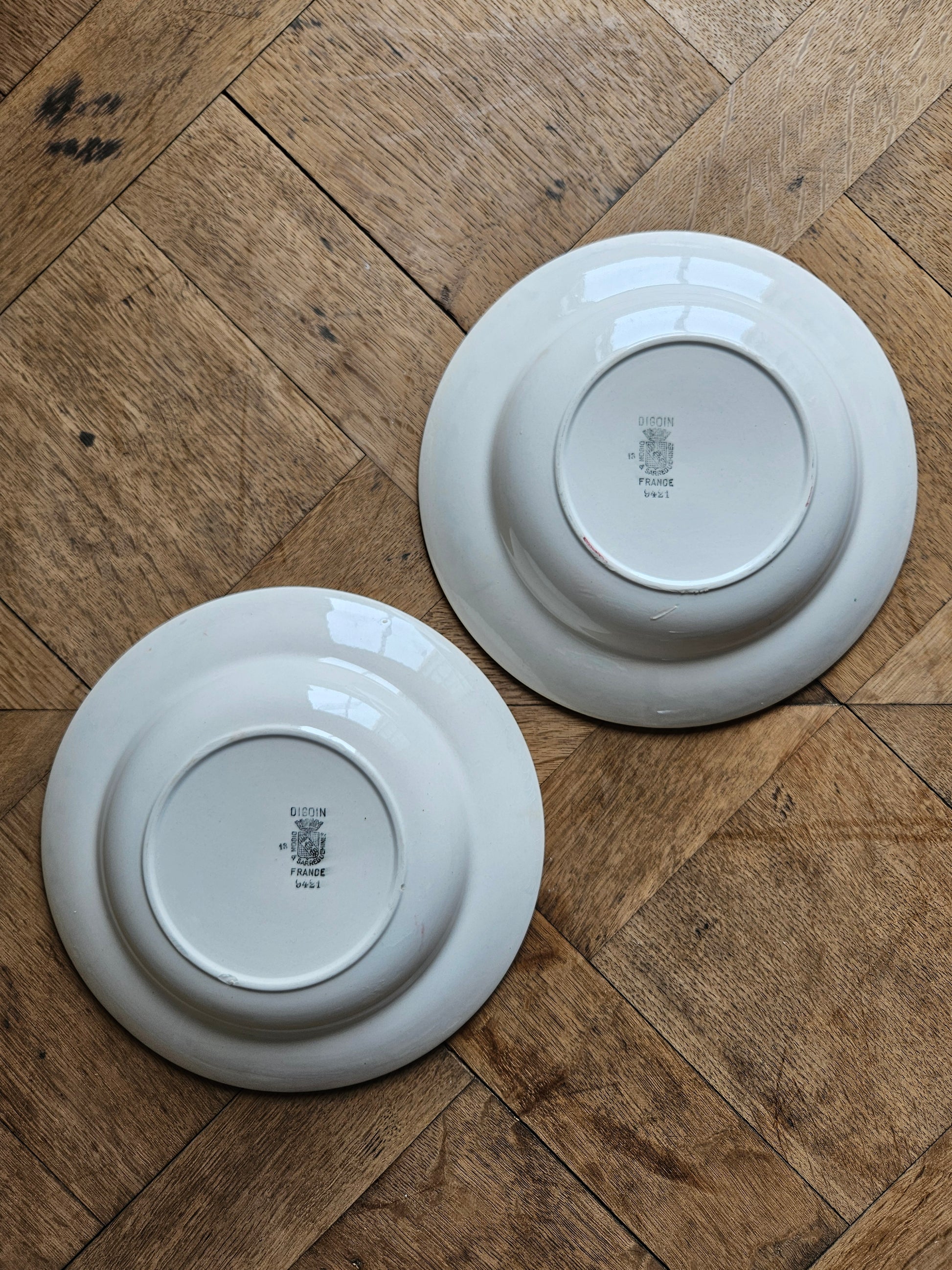 Assiettes creuses vintage dépareillées Digoin et Badonviller