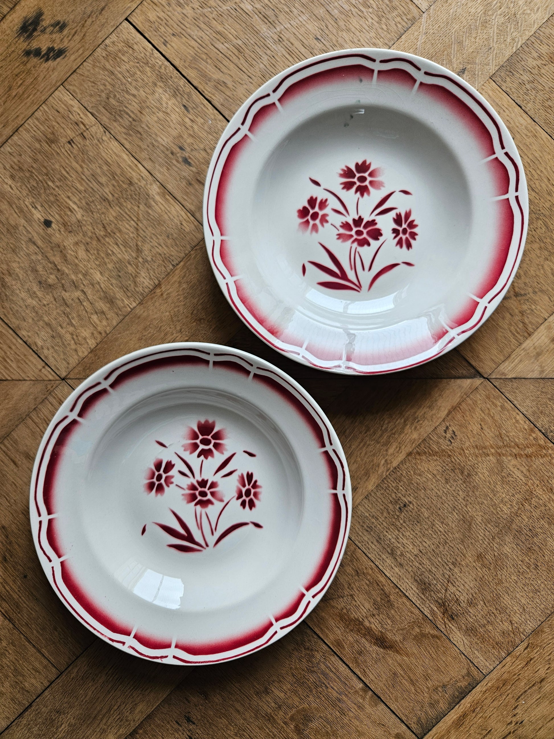 Assiettes creuses vintage dépareillées Digoin et Badonviller