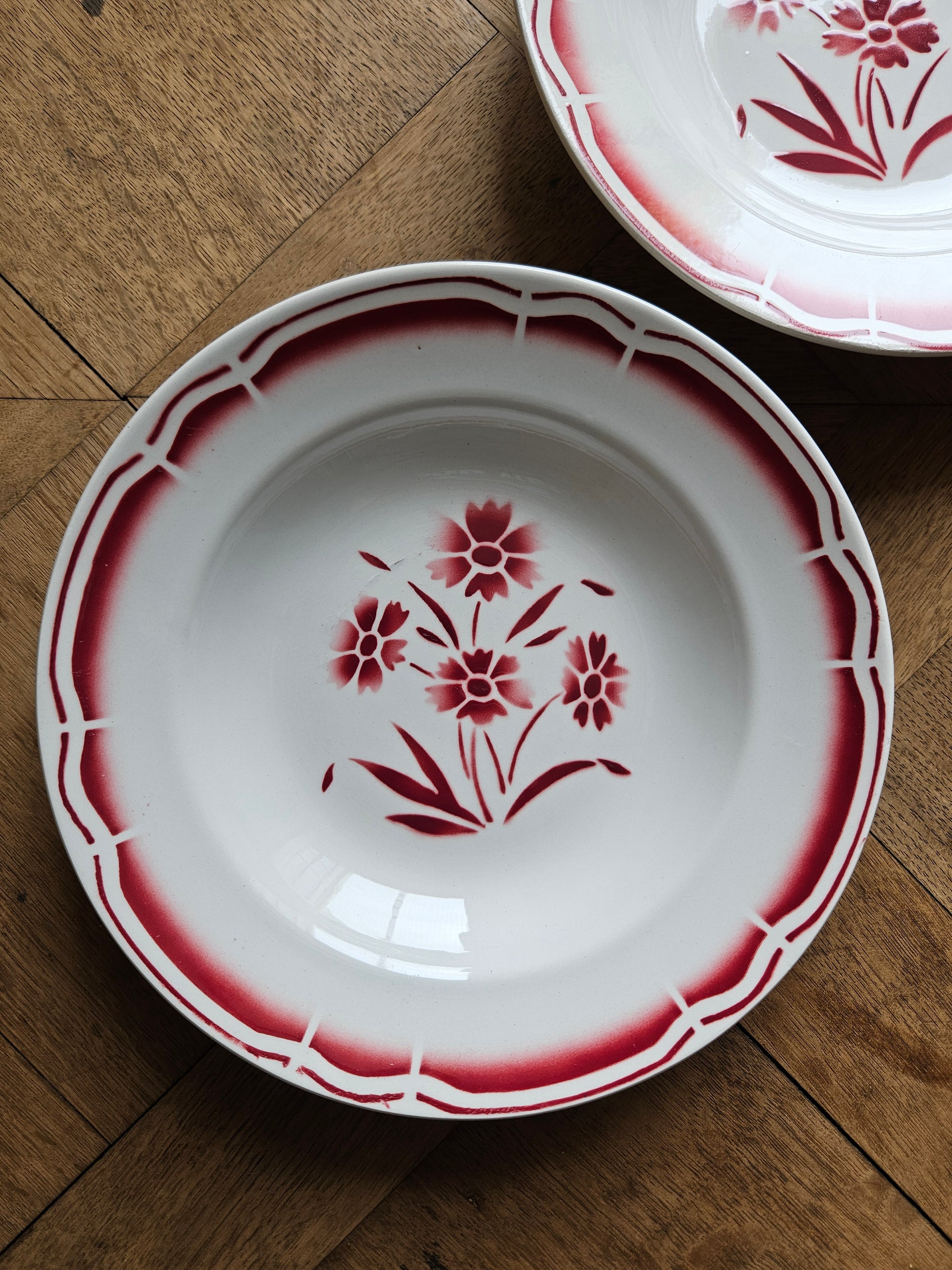 Assiettes creuses vintage dépareillées Digoin et Badonviller