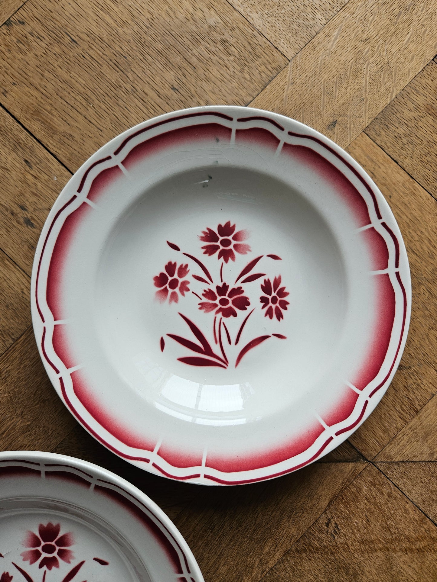 Assiettes creuses vintage dépareillées Digoin et Badonviller