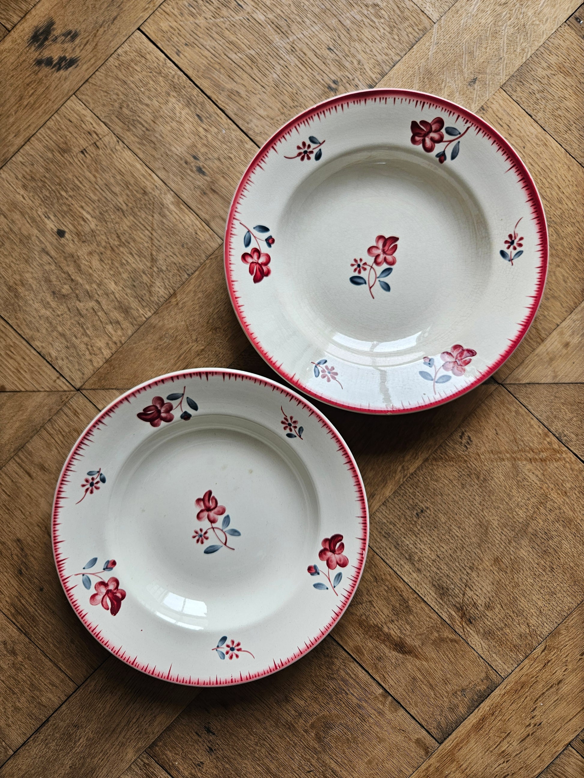 Assiettes creuses vintage dépareillées Digoin et Badonviller