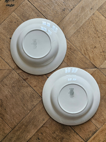 Assiettes creuses vintage dépareillées Badonviller et Digoin rouges
