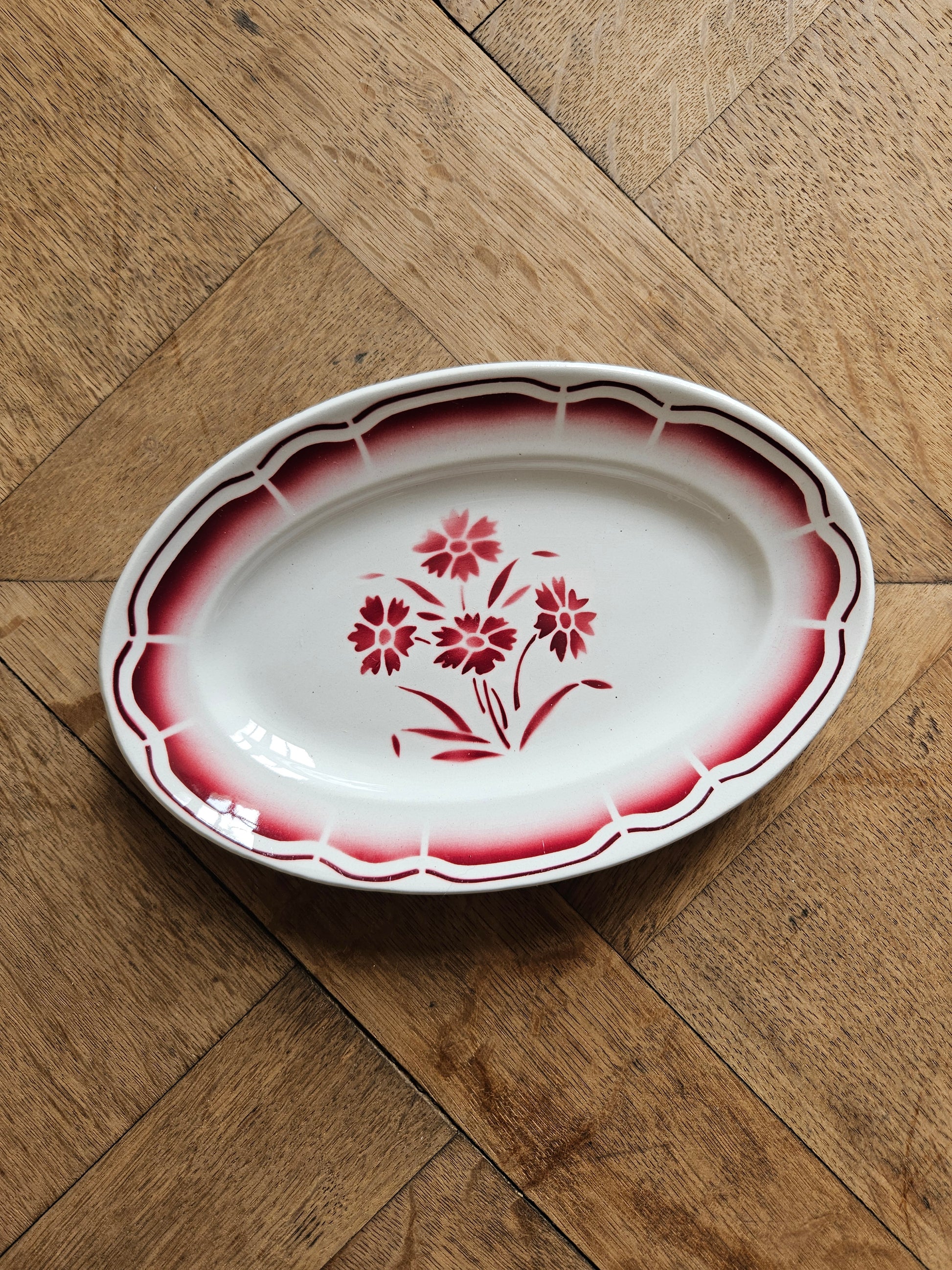 Ravier vintage Badonviller rouge