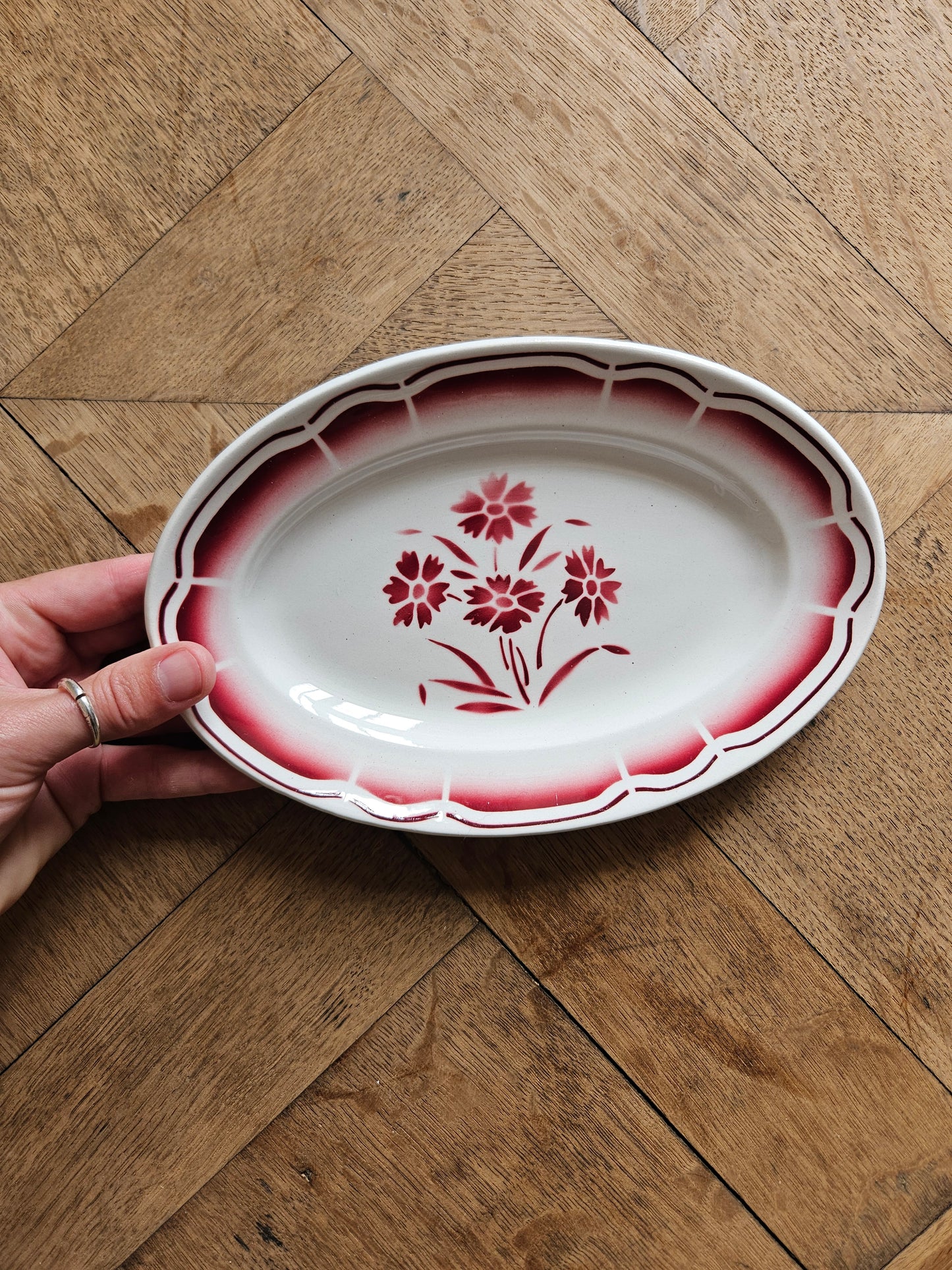 Ravier vintage Badonviller rouge