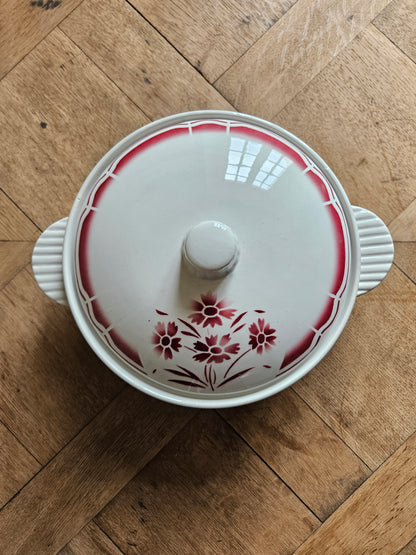 Soupière vintage Badonviller rouge