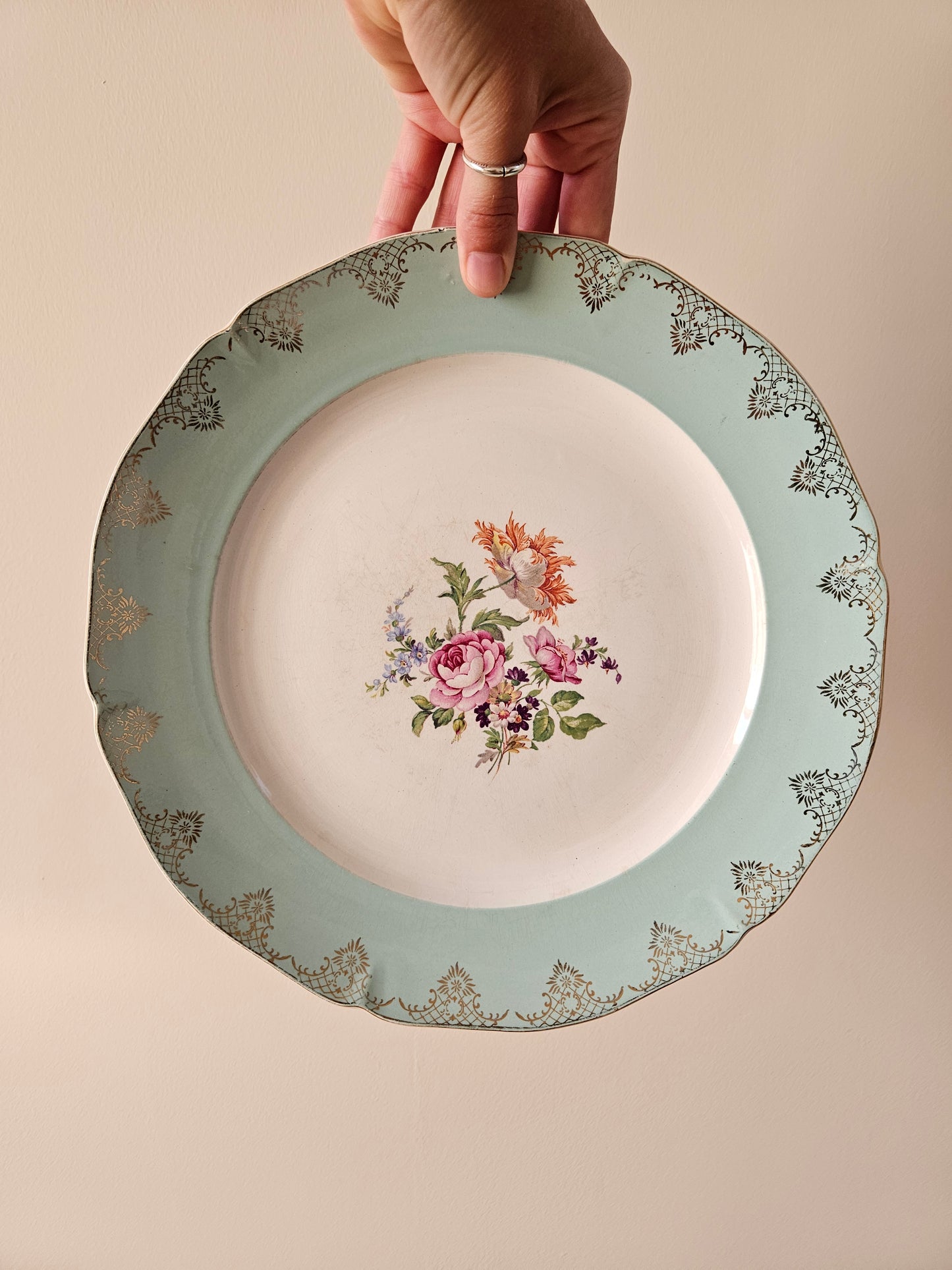 Plat rond vintage Ceranord St Amand Roseraie