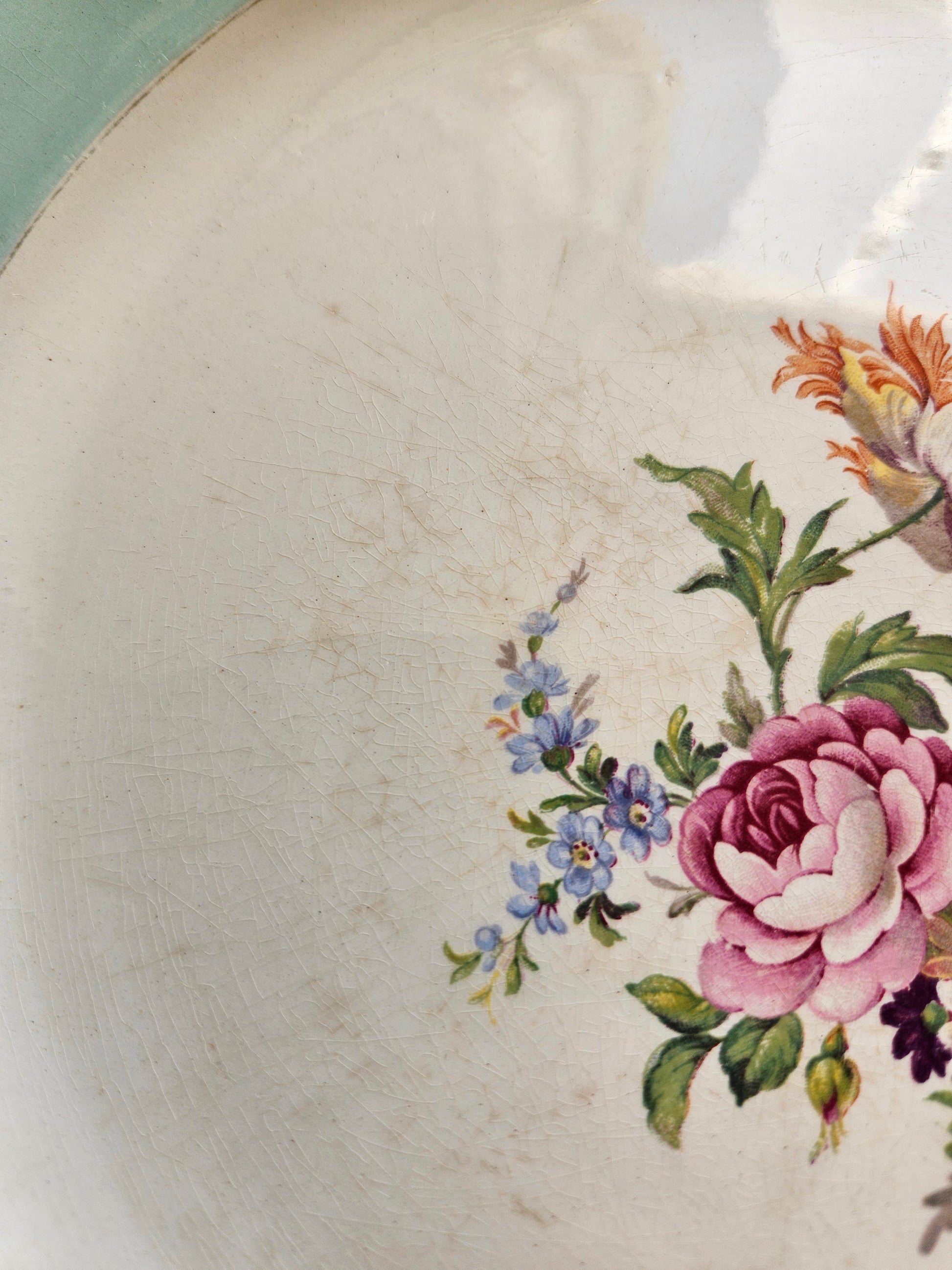 Plat rond vintage Ceranord St Amand Roseraie