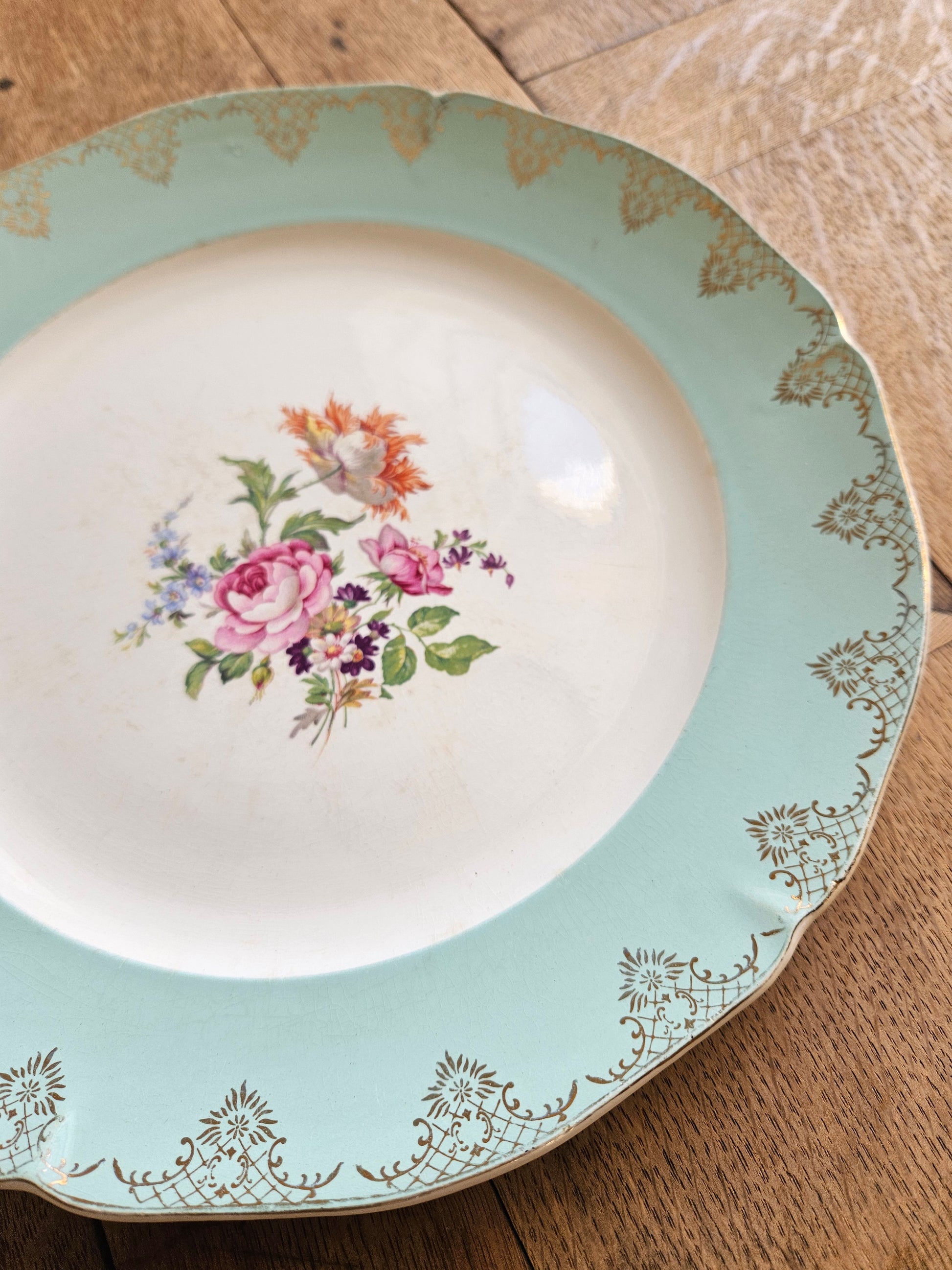 Plat rond vintage Ceranord St Amand Roseraie