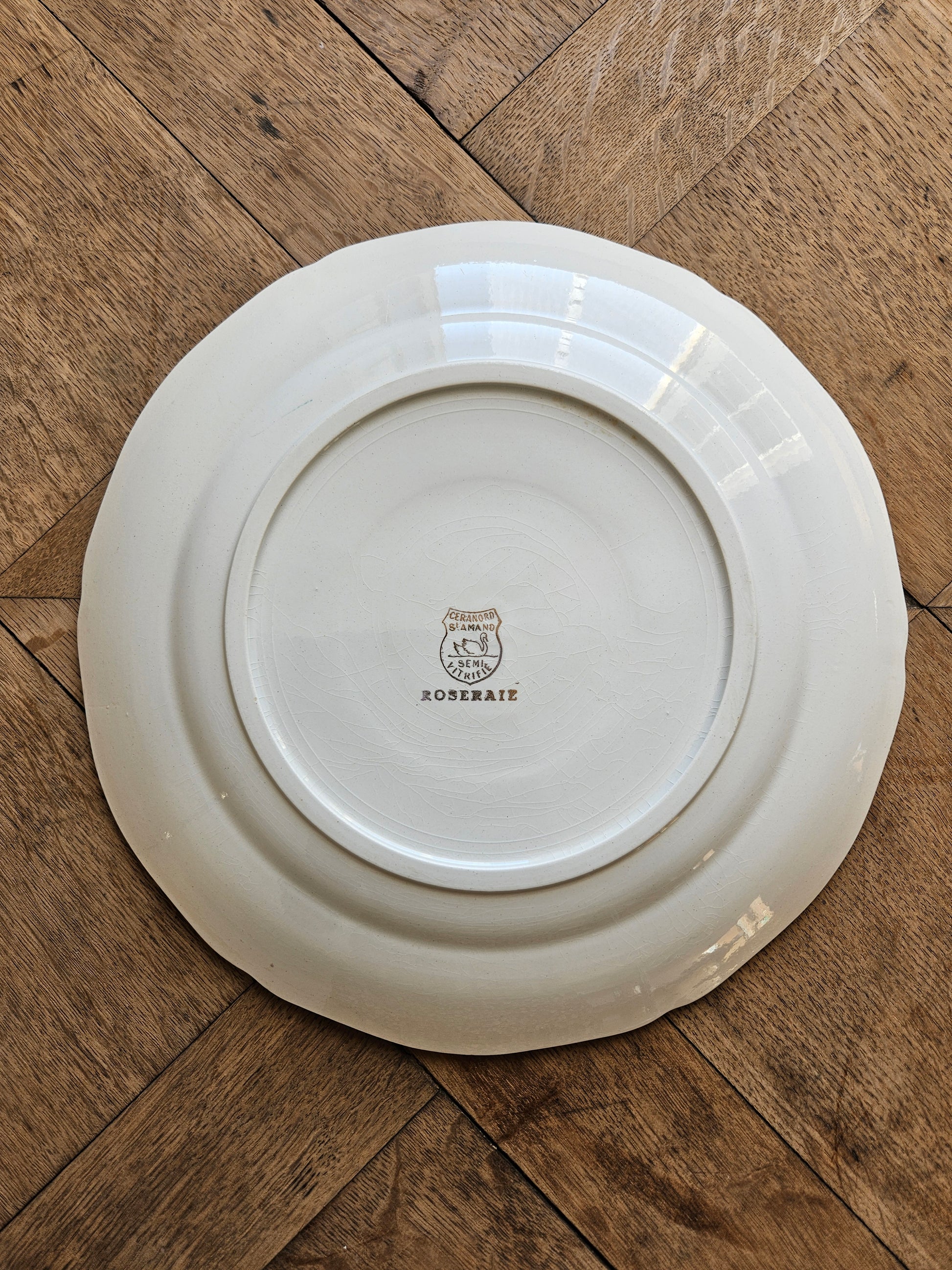Plat rond vintage Ceranord St Amand Roseraie