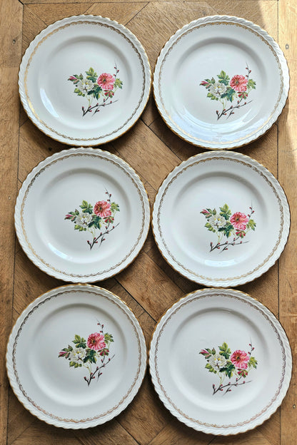 Assiettes plates vintage L’Amandinoise, à fleurs