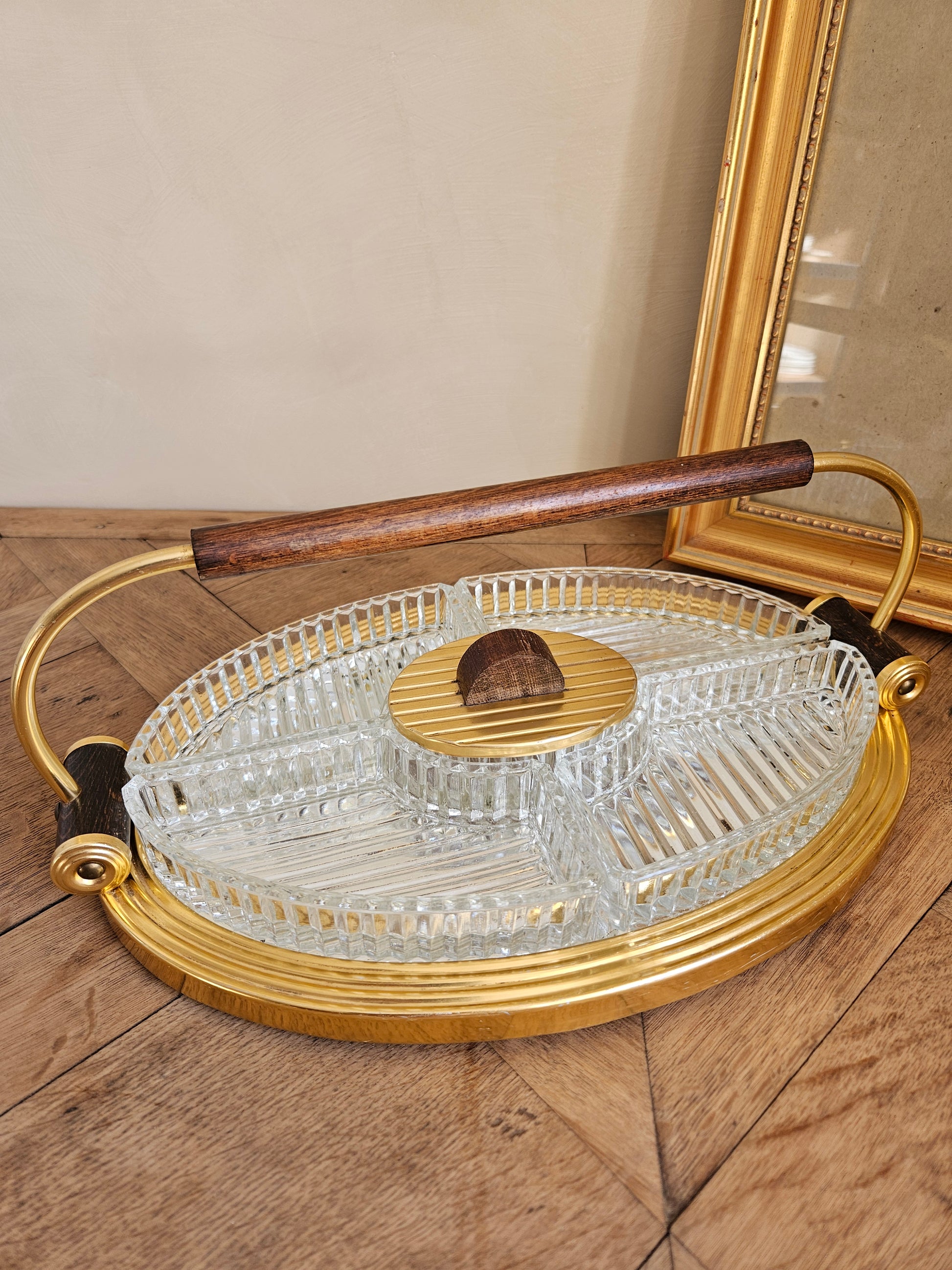 Plateau miroir apéritif Art Déco 