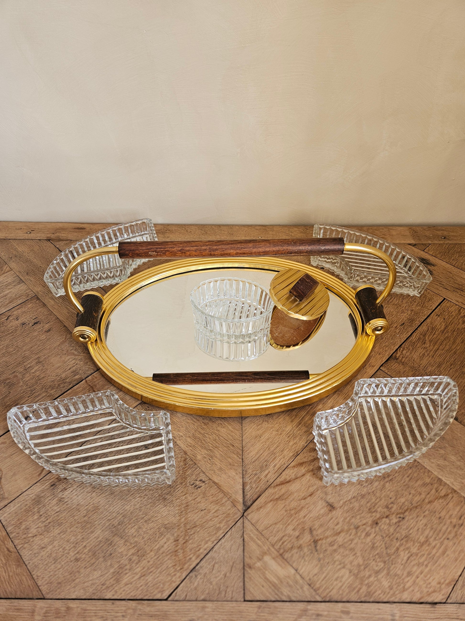 Plateau miroir apéritif Art Déco 