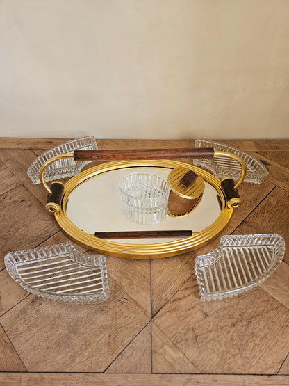Plateau miroir apéritif Art Déco 