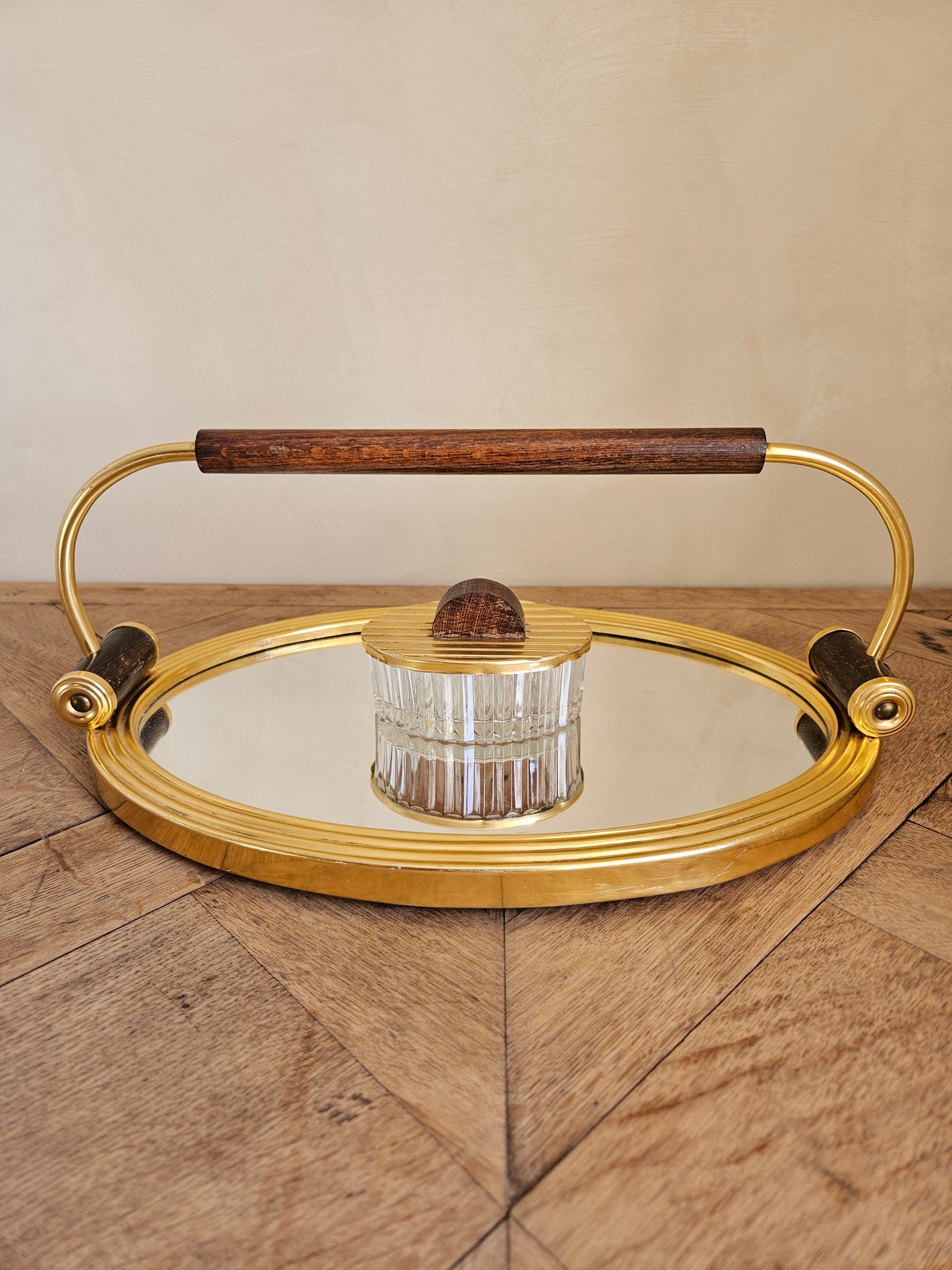 Plateau miroir apéritif Art Déco 