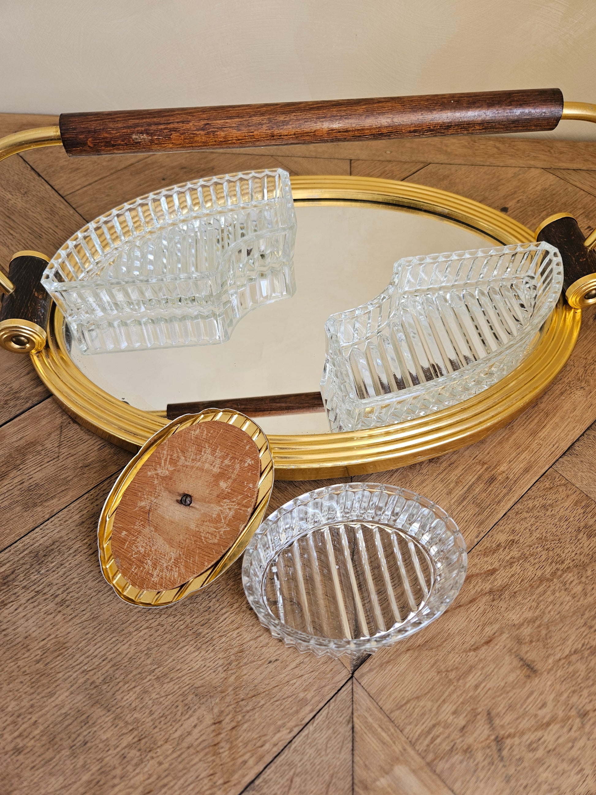 Plateau miroir apéritif Art Déco 