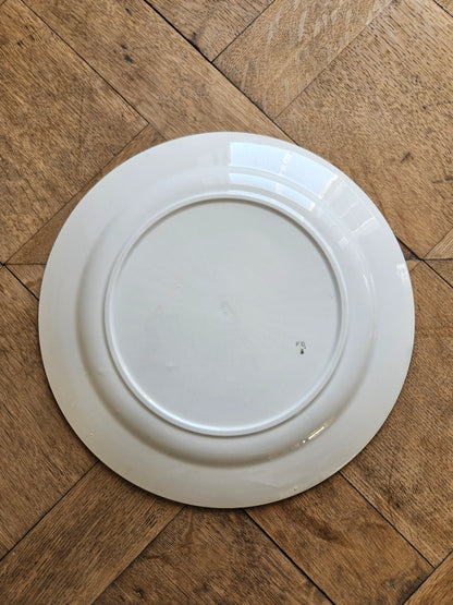 Plat rond rétro Badonviller décor rayé rouge