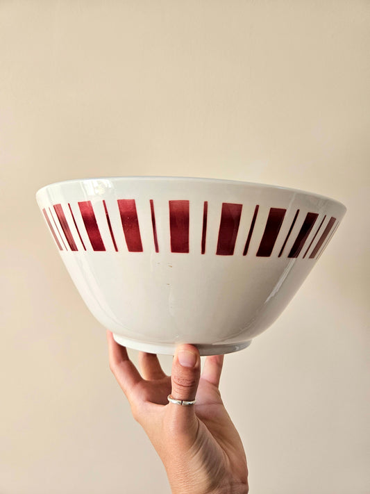 Saladier rétro Badonviller rayé rouge