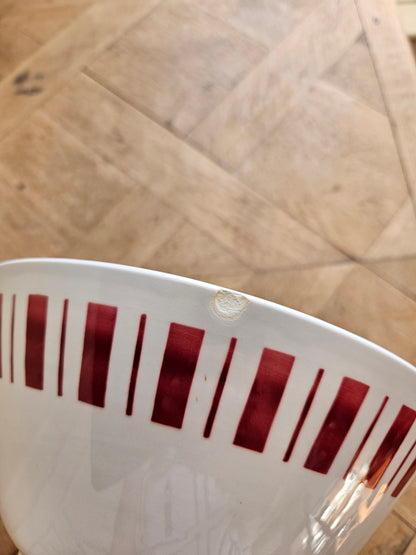 Saladier rétro Badonviller rayé rouge