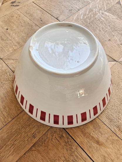 Saladier rétro Badonviller rayé rouge