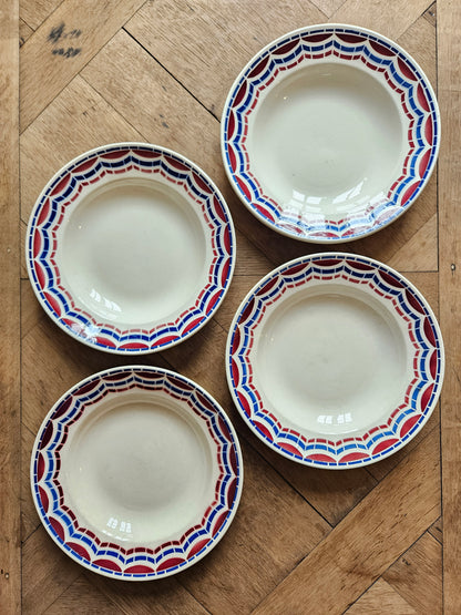 Lot de 4 assiettes creuses vintage Badonviller Loudéac 
