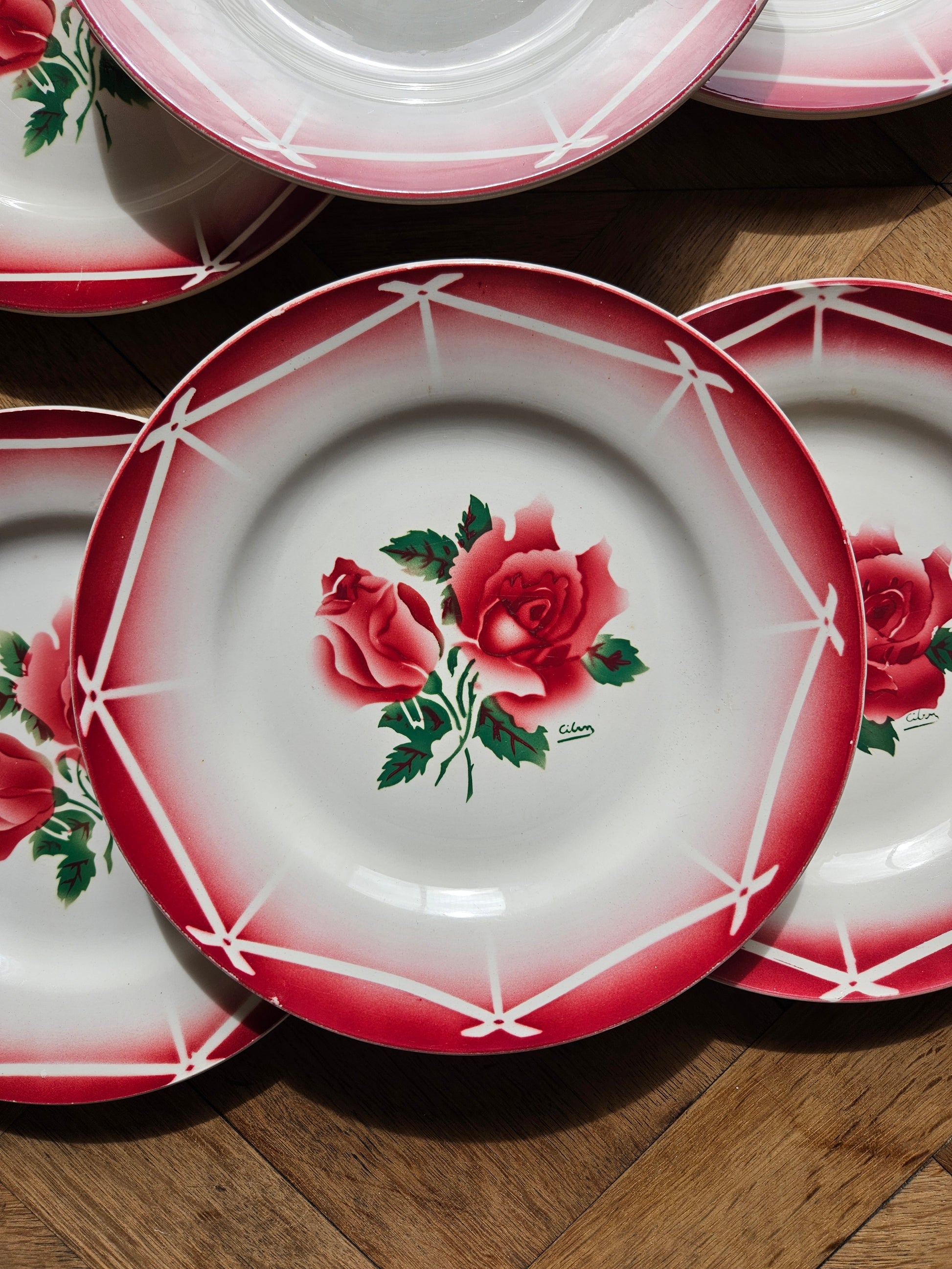 Assiettes plates vintage Digoin, Cibon